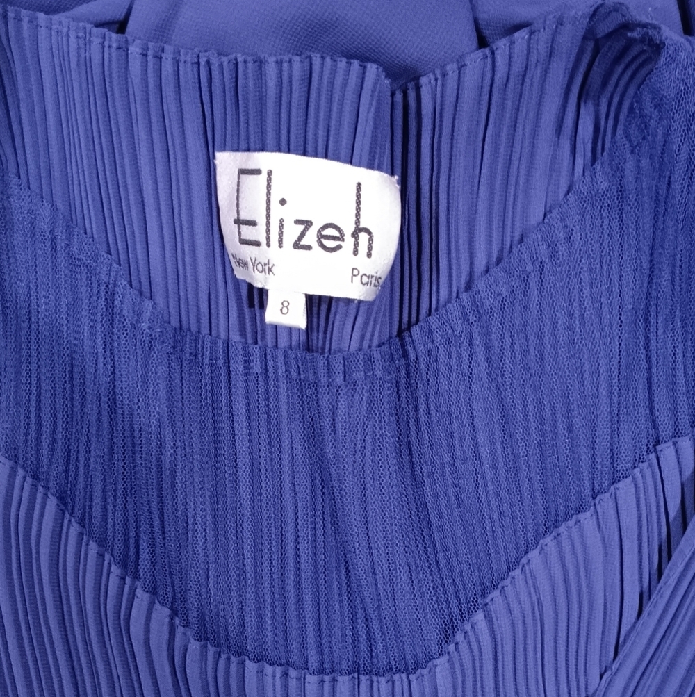 Lily & Taylor Elizeh Blue Chiffon Pleated 2 Piece Dress Set Elegant Church Weddi - Picture 14 of 14